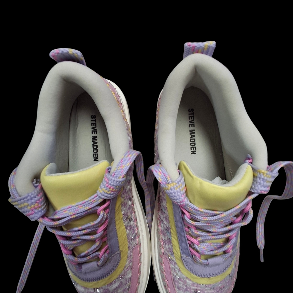 Steve Madden Charly Girl Youth Woven Multi Pastel Lace-Up Sneakers   Kids Size 4 - Picture 12 of 16